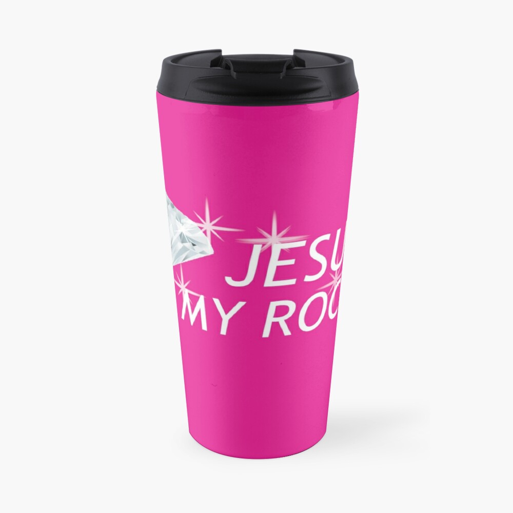 Jesus is My Rock Pink Travel Cup