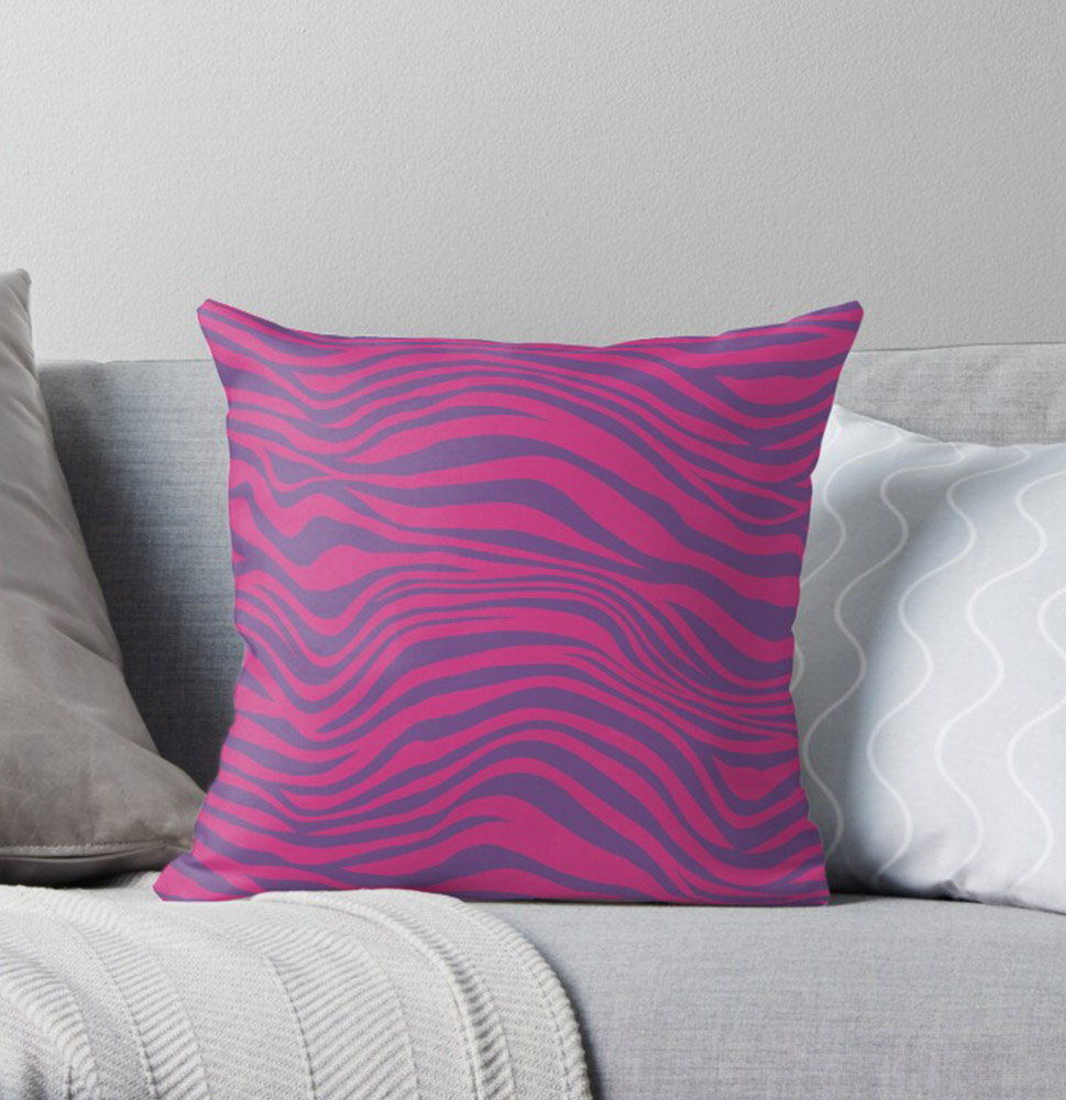 Purple and Pink Zebra Throw Pillow